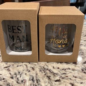 New in box best man and maid of honor glasses